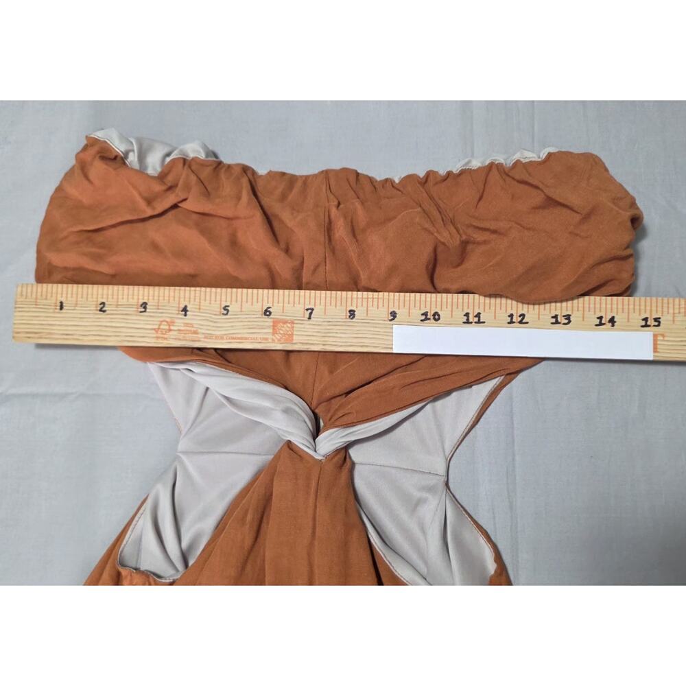 Dixie Made in Italy Burnt Orange Linen Blend Cut-Out Maxi Dress - Size S - Boho - Picture 10 of 11